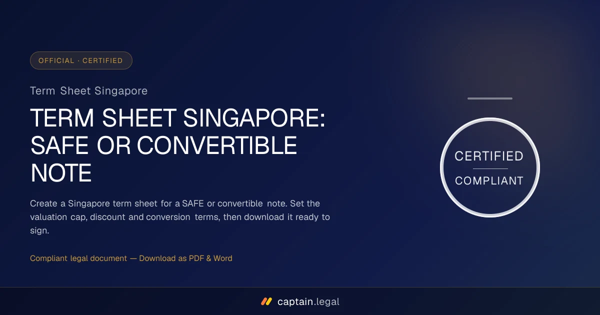 Term Sheet Singapore
