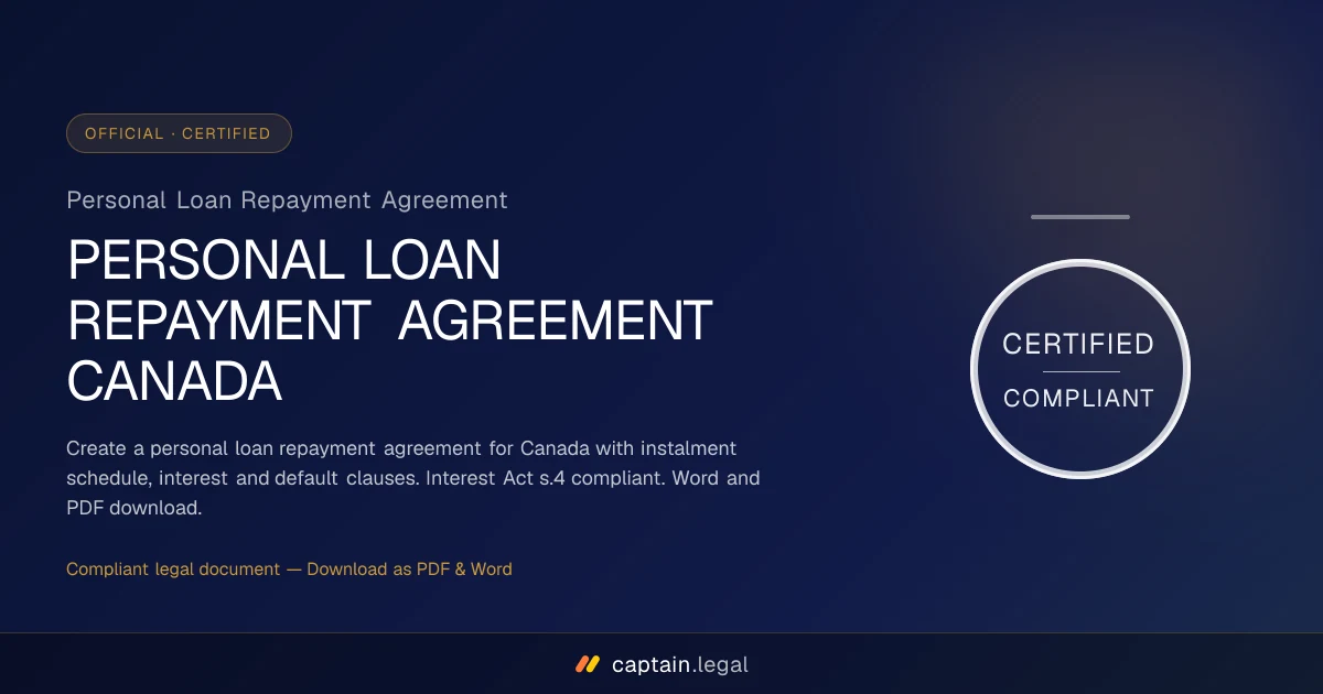Personal Loan Repayment Agreement