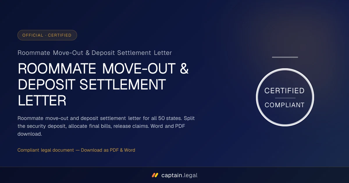Roommate Move-Out & Deposit Settlement Letter