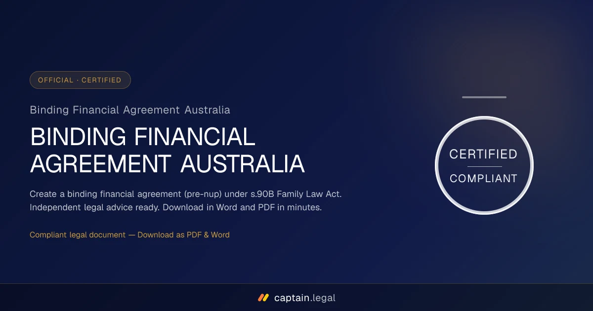 Binding Financial Agreement Australia