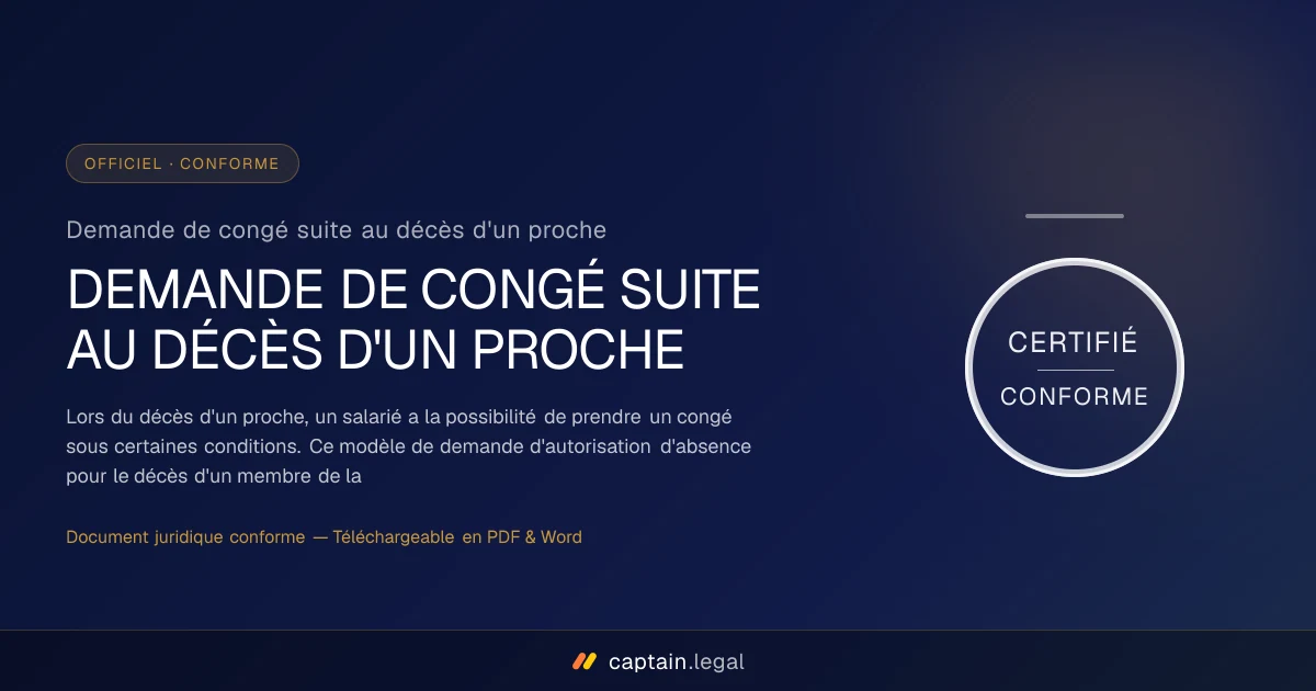 Demande de congé suite au décès d'un proche