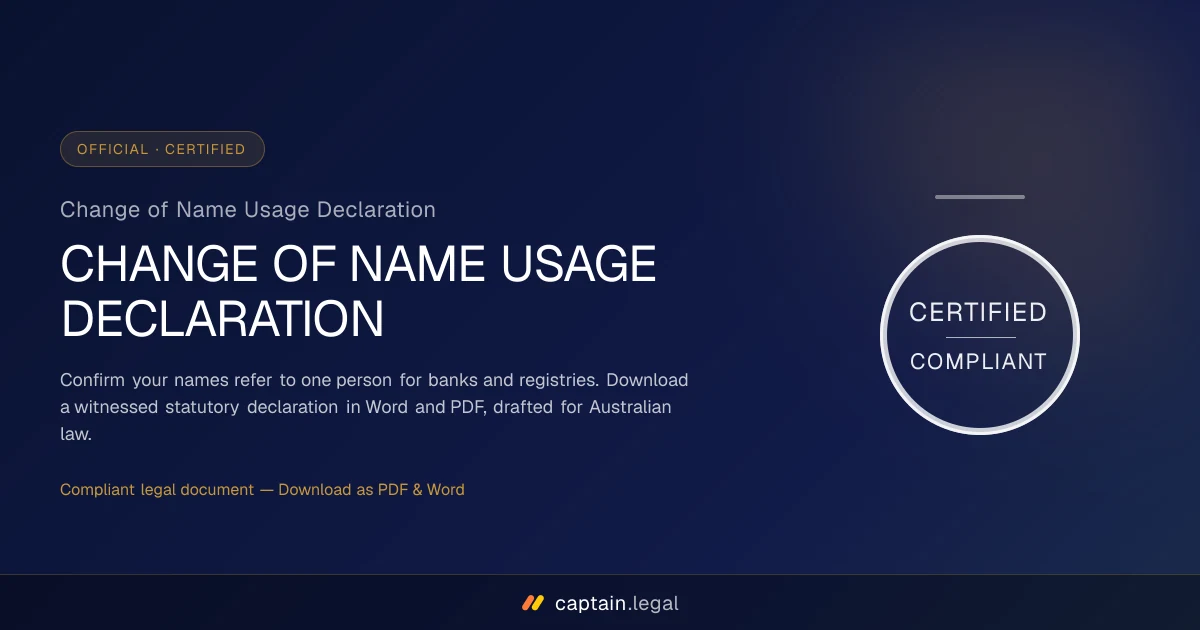 Change of Name Usage Declaration