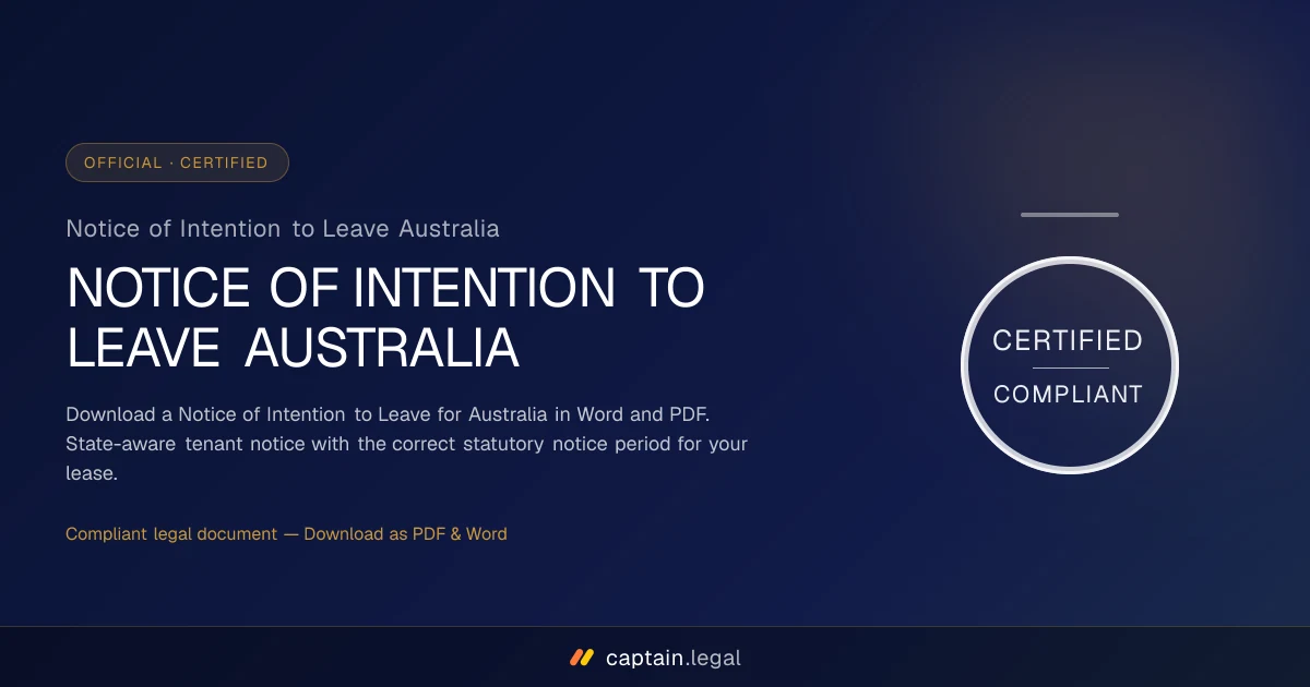 Notice of Intention to Leave Australia