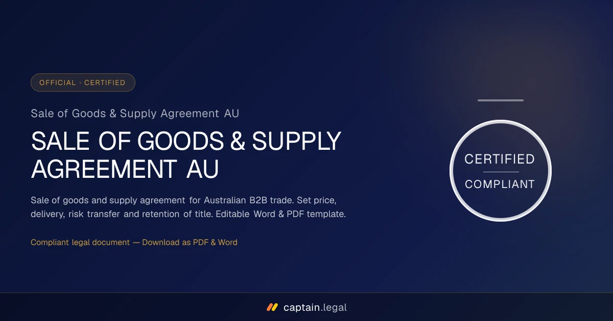 Sale of Goods & Supply Agreement AU
