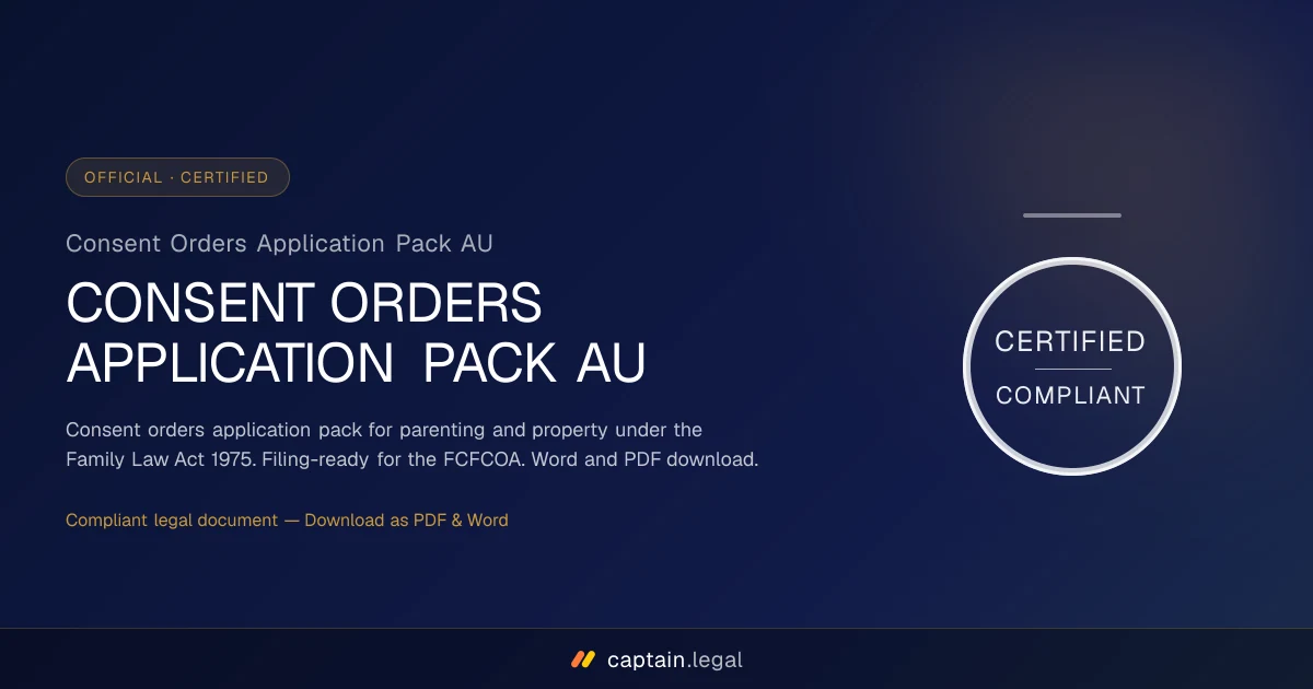 Consent Orders Application Pack AU