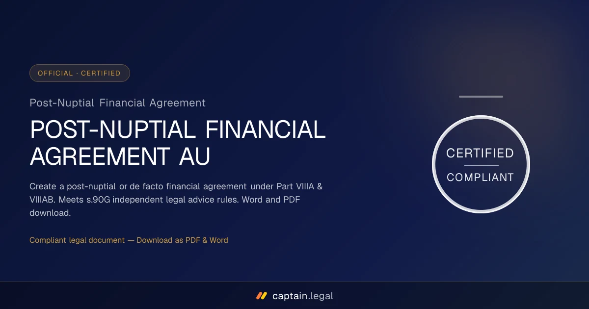 Post-Nuptial Financial Agreement