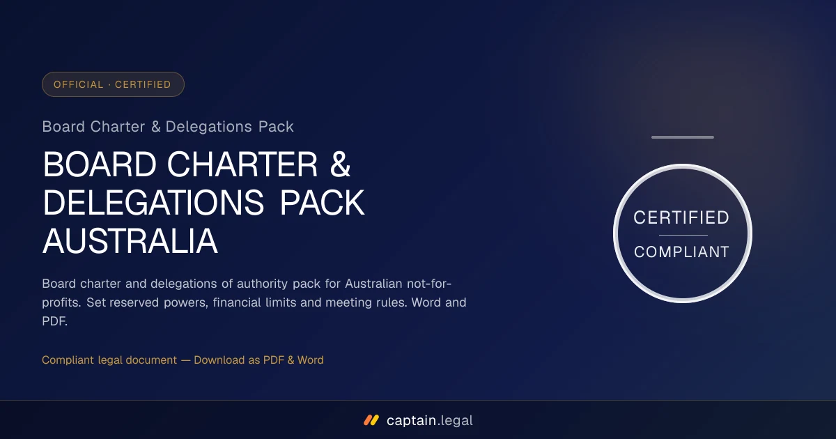 Board Charter & Delegations Pack