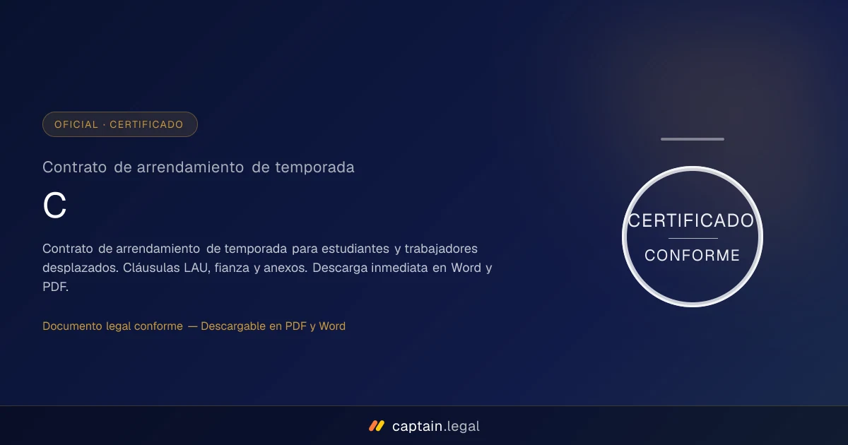 Contrato de arrendamiento de temporada