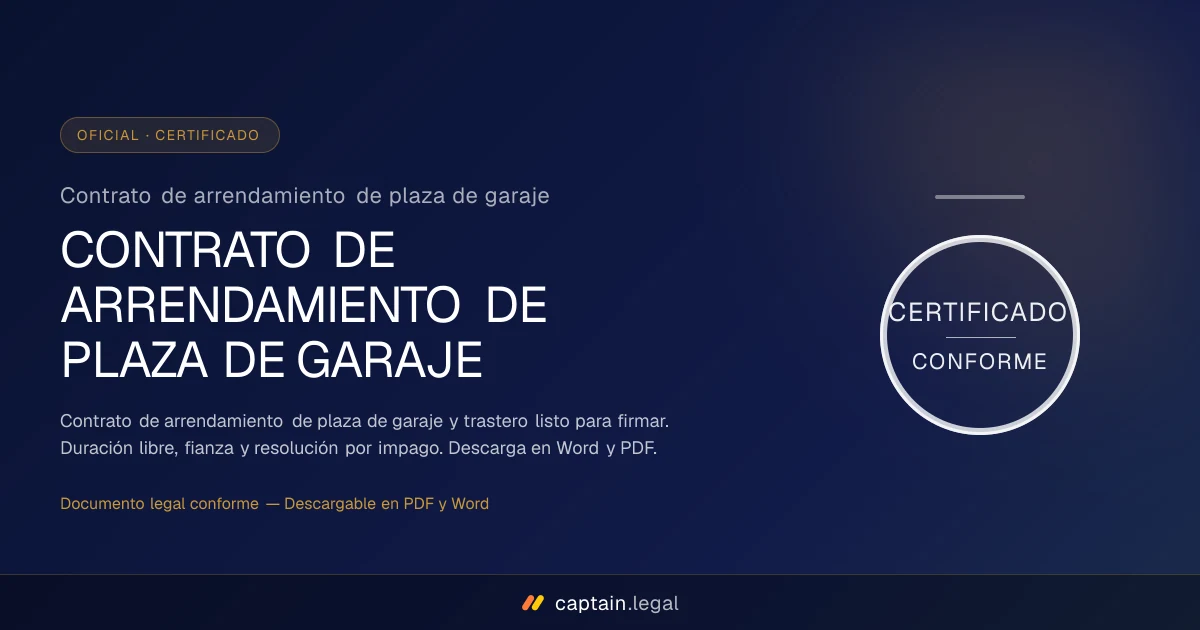 Contrato de arrendamiento de plaza de garaje