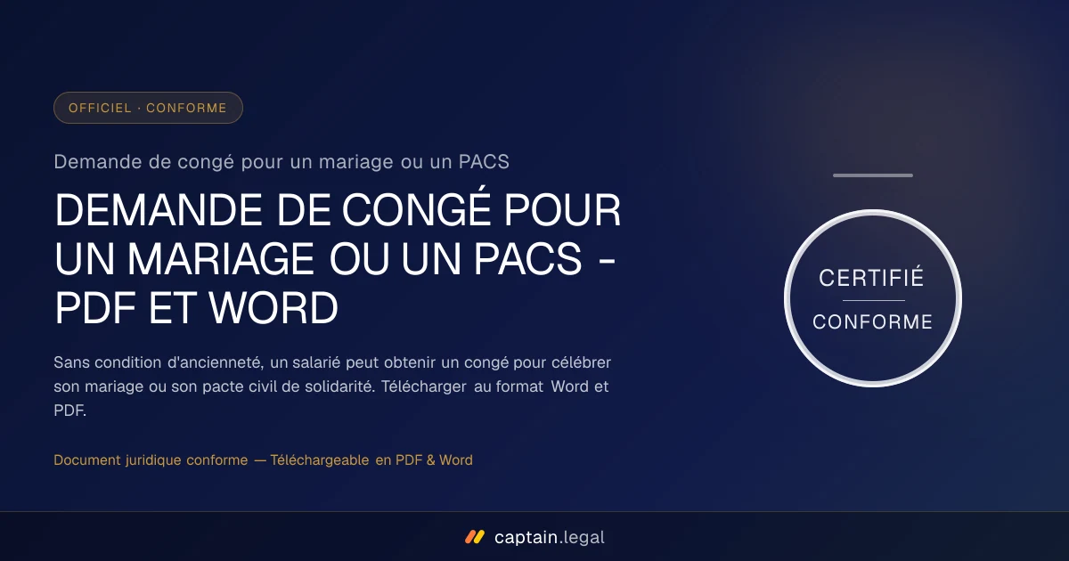 Demande de congé pour un mariage ou un PACS