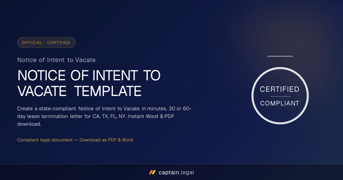 Notice of Intent to Vacate