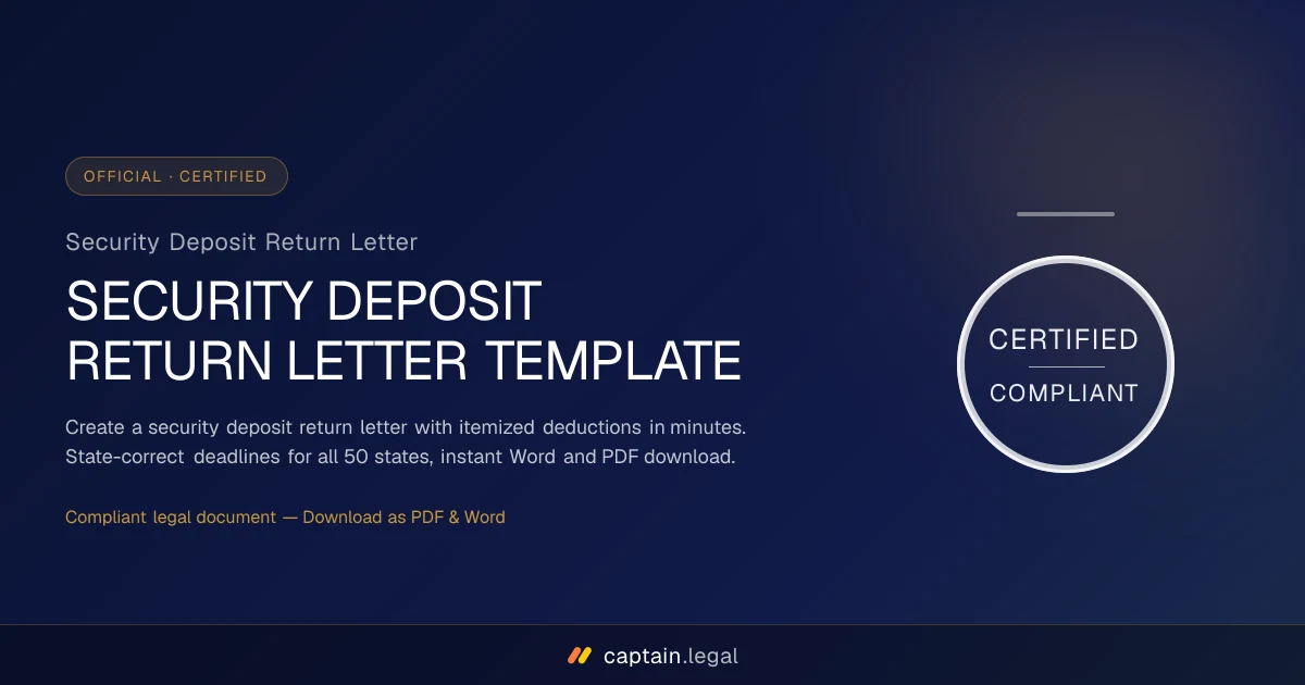 Security Deposit Return Letter