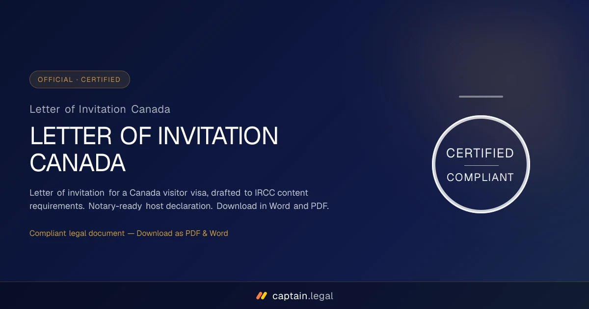 Letter of Invitation Canada