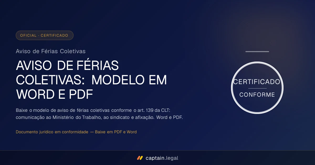 Aviso de Férias Coletivas
