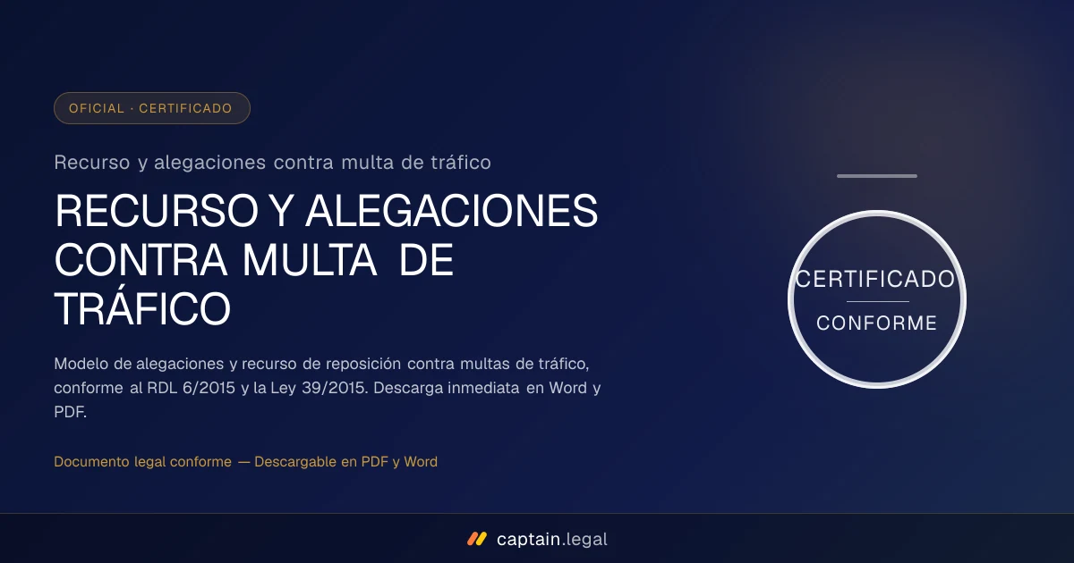 Recurso y alegaciones contra multa de tráfico