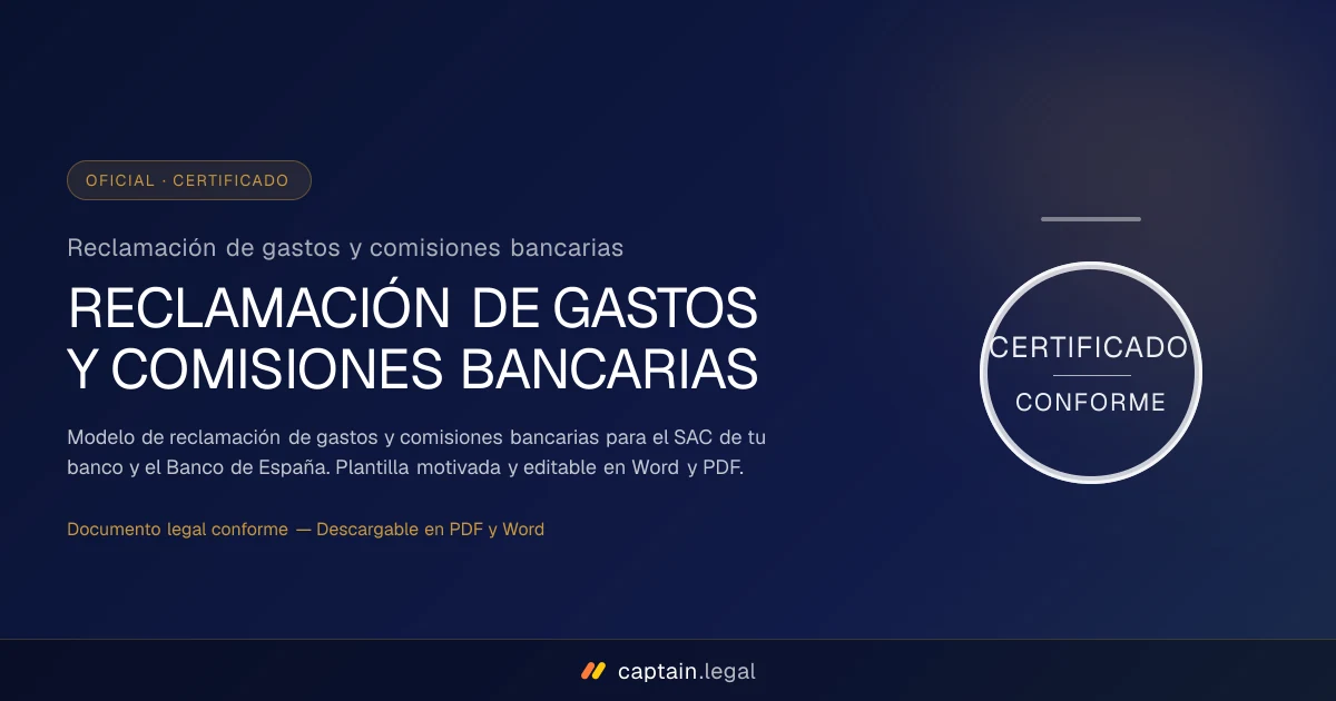 Reclamación de gastos y comisiones bancarias