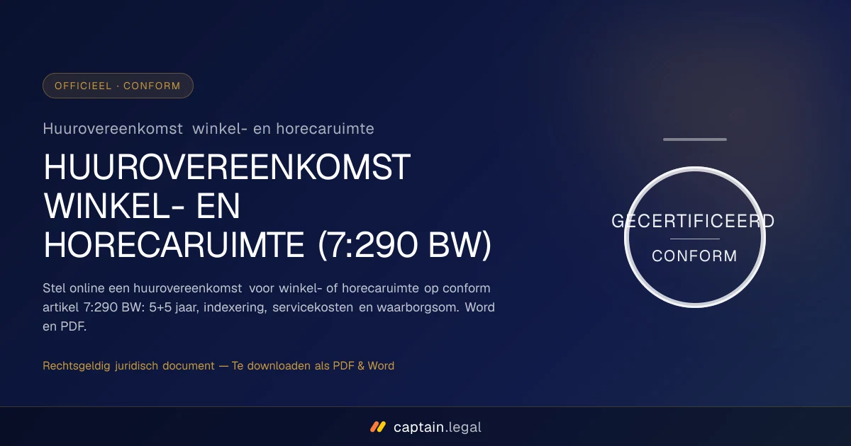 Huurovereenkomst winkel- en horecaruimte