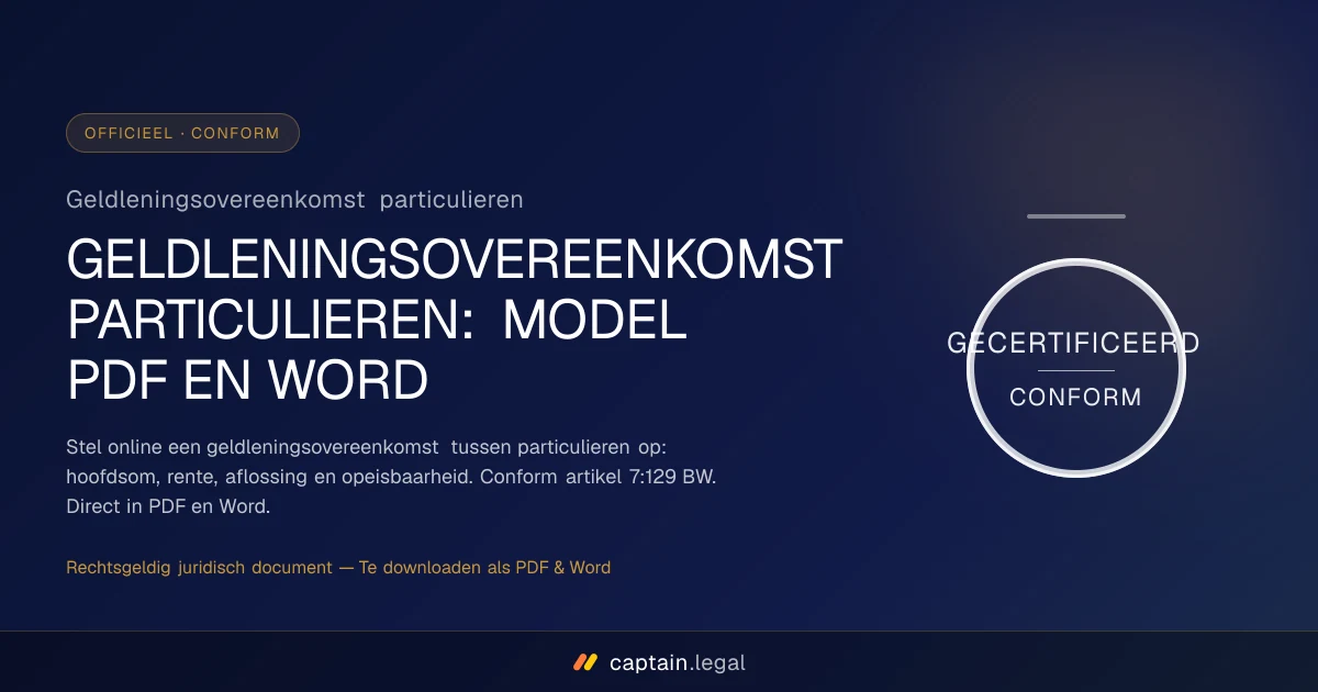 Geldleningsovereenkomst particulieren