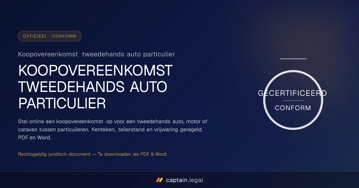 Koopovereenkomst tweedehands auto particulier