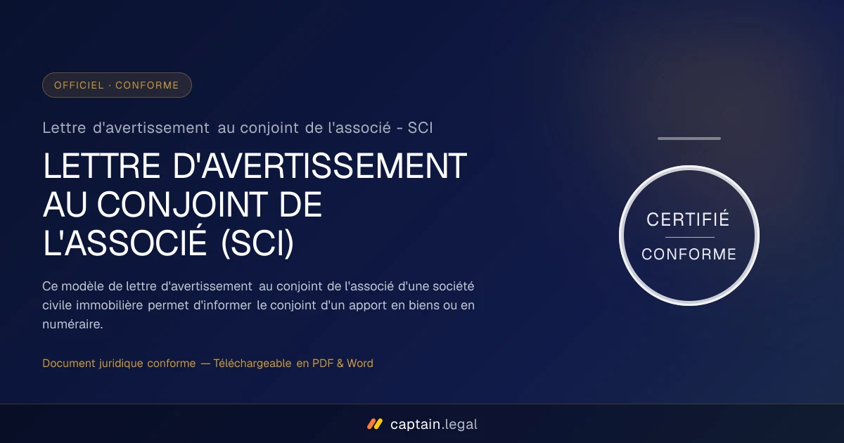 Lettre d'avertissement au conjoint de l'associé - SCI