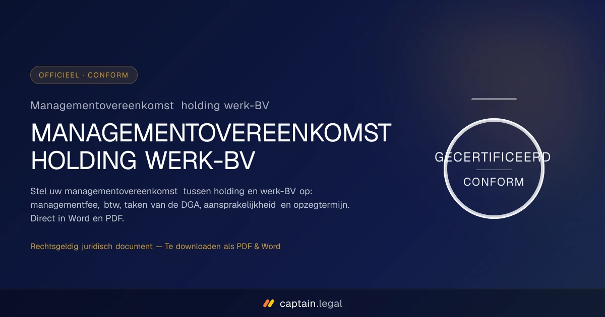 Managementovereenkomst holding werk-BV