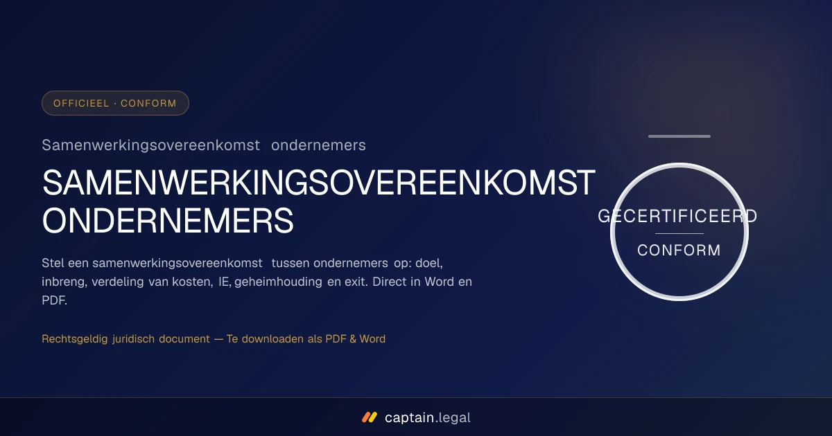 Samenwerkingsovereenkomst ondernemers