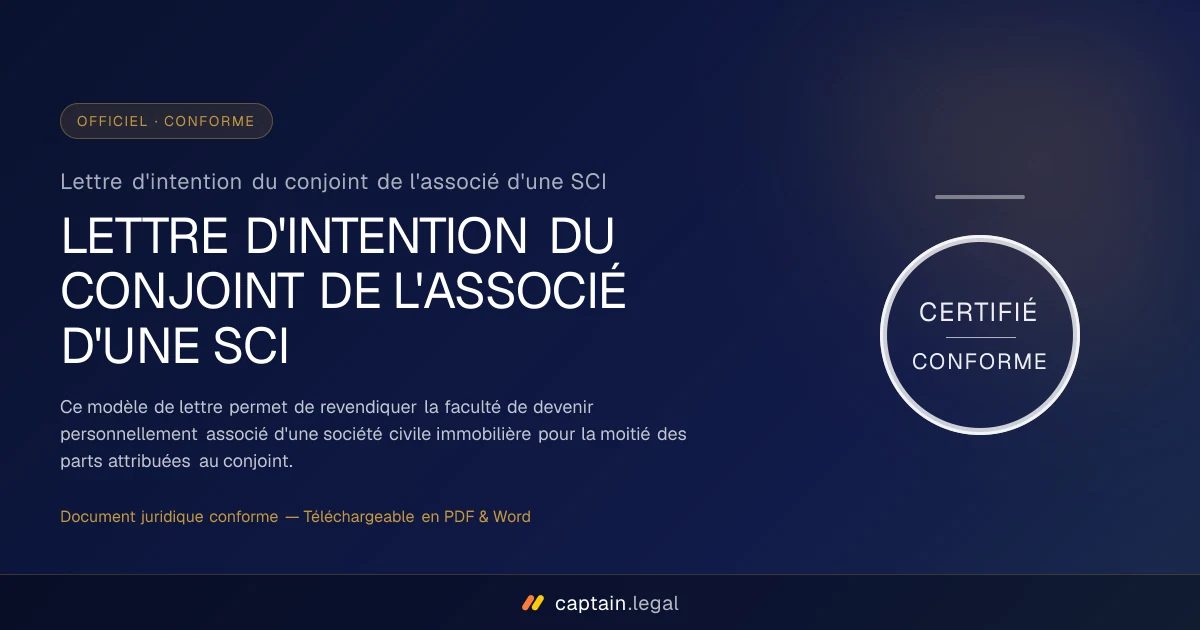 Lettre d'intention du conjoint de l'associé d'une SCI