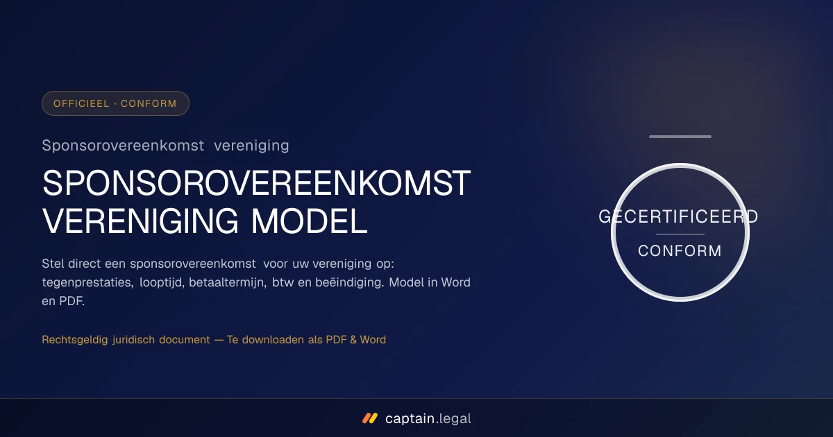 Sponsorovereenkomst vereniging