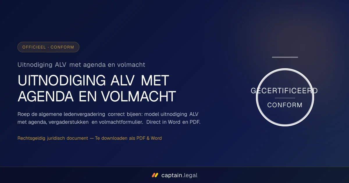 Uitnodiging ALV met agenda en volmacht