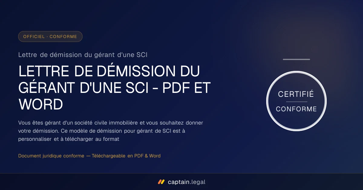 Lettre de démission du gérant d'une SCI