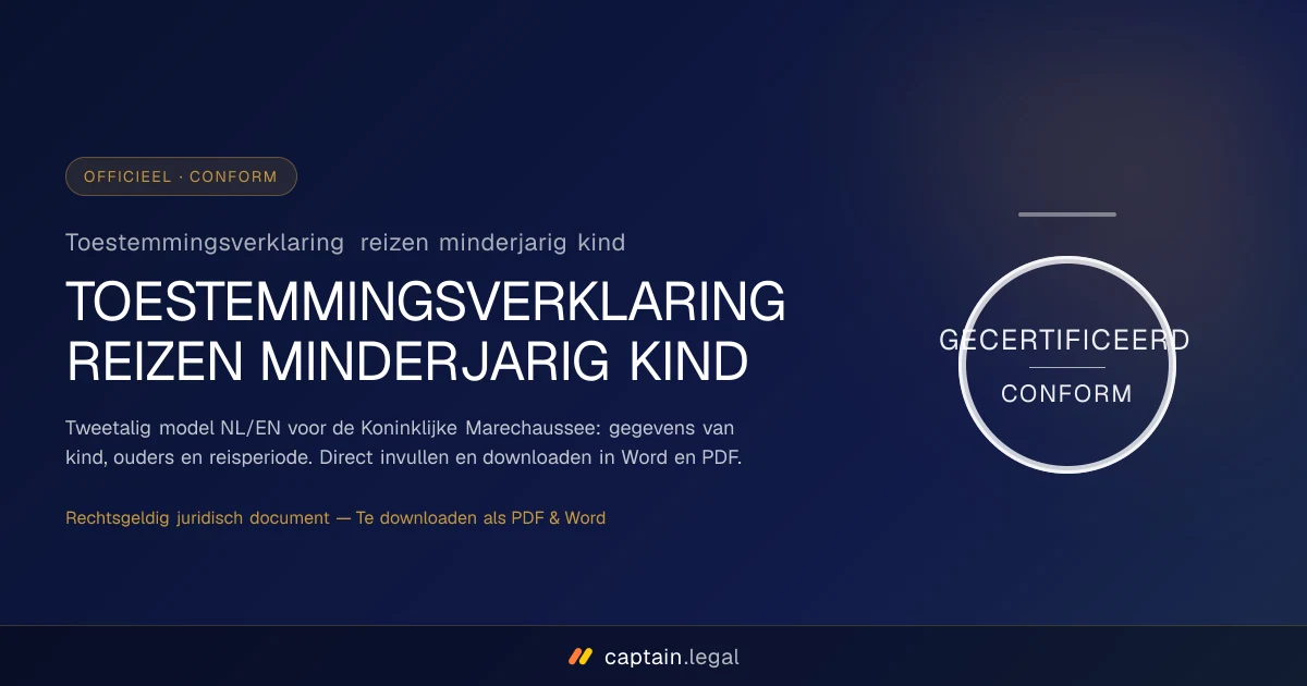 Toestemmingsverklaring reizen minderjarig kind