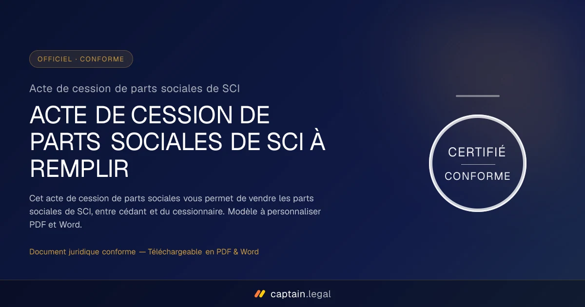 Acte de cession de parts sociales de SCI