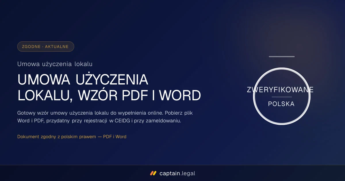Umowa użyczenia lokalu