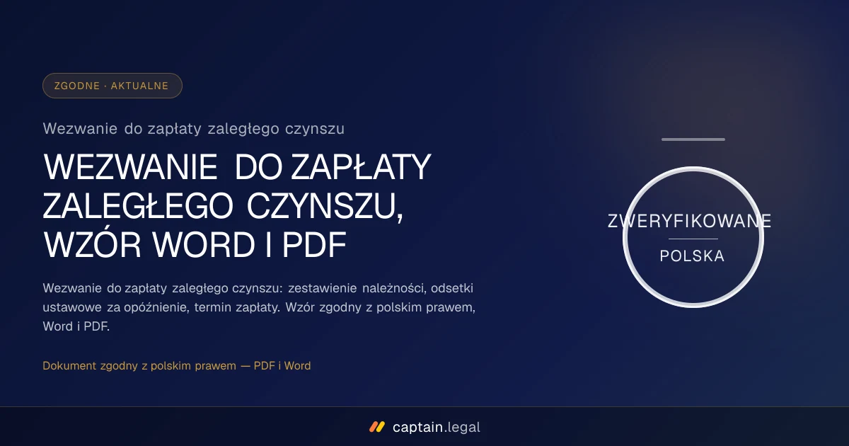 Wezwanie do zapłaty zaległego czynszu