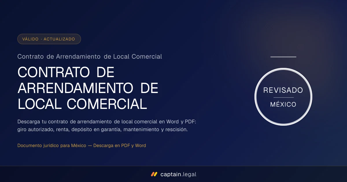 Contrato de Arrendamiento de Local Comercial