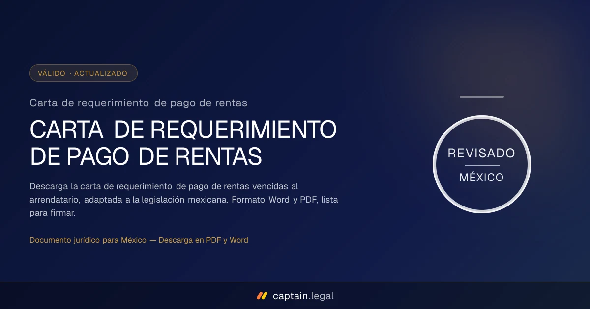 Carta de requerimiento de pago de rentas