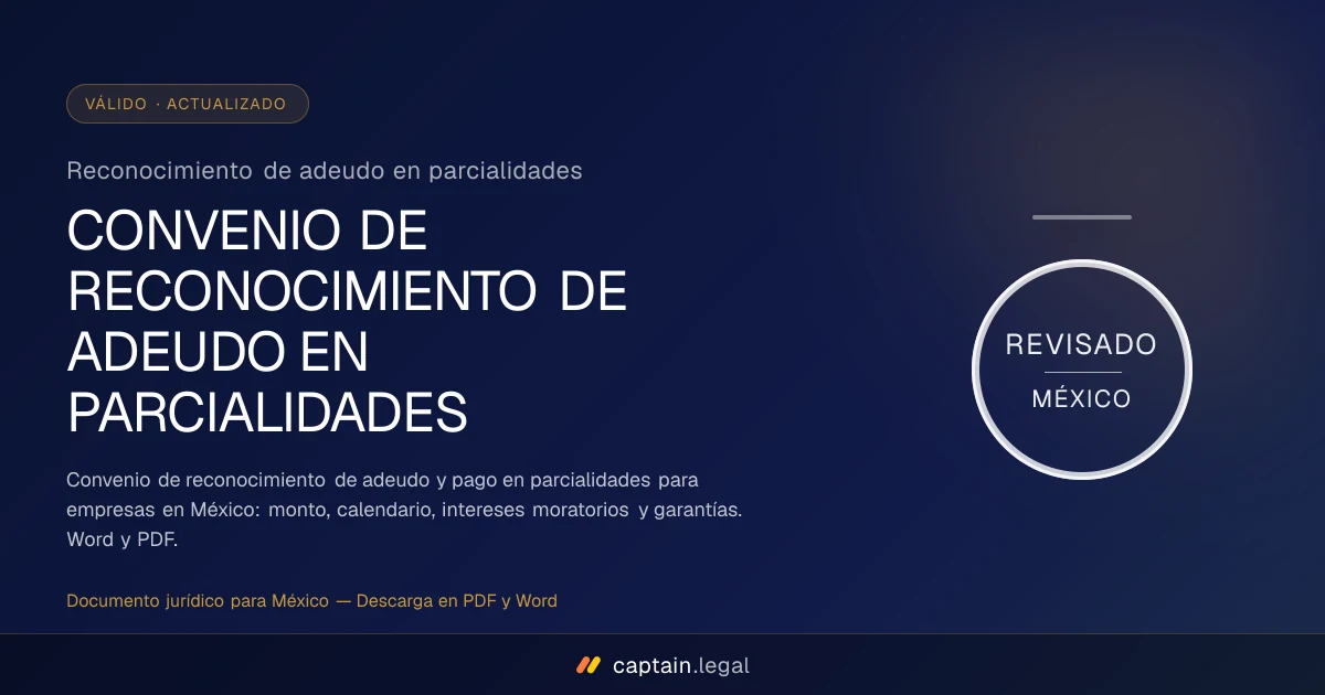 Reconocimiento de adeudo en parcialidades