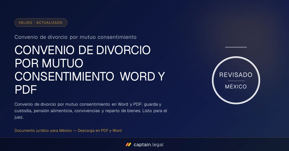 Convenio de divorcio por mutuo consentimiento