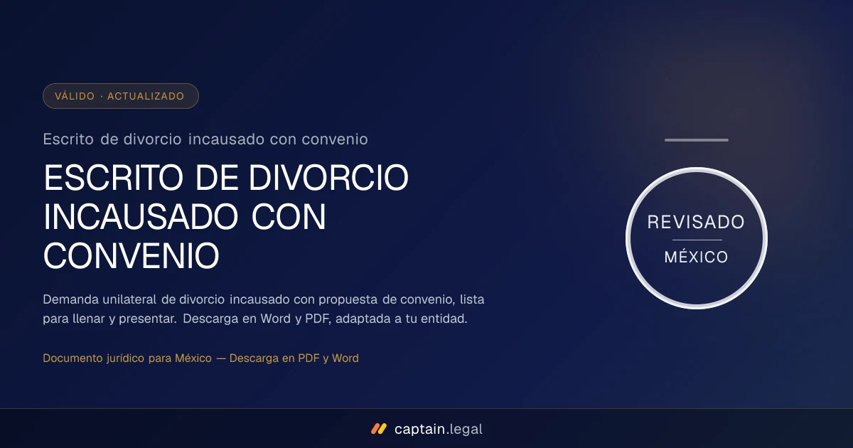 Escrito de divorcio incausado con convenio