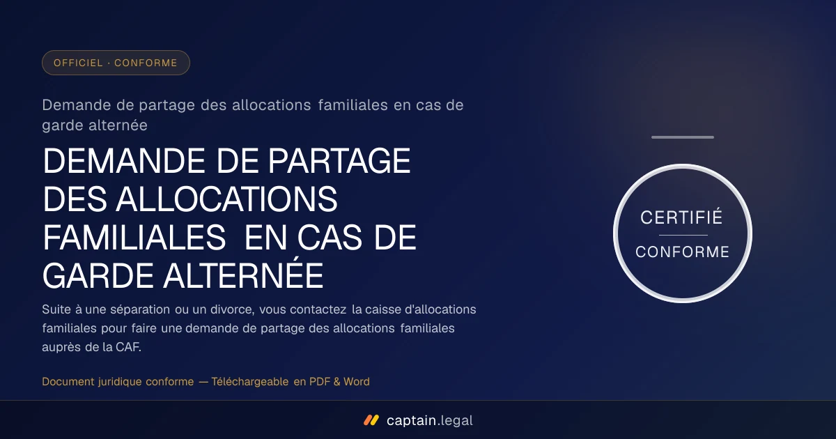 Demande de partage des allocations familiales en cas de garde alternée