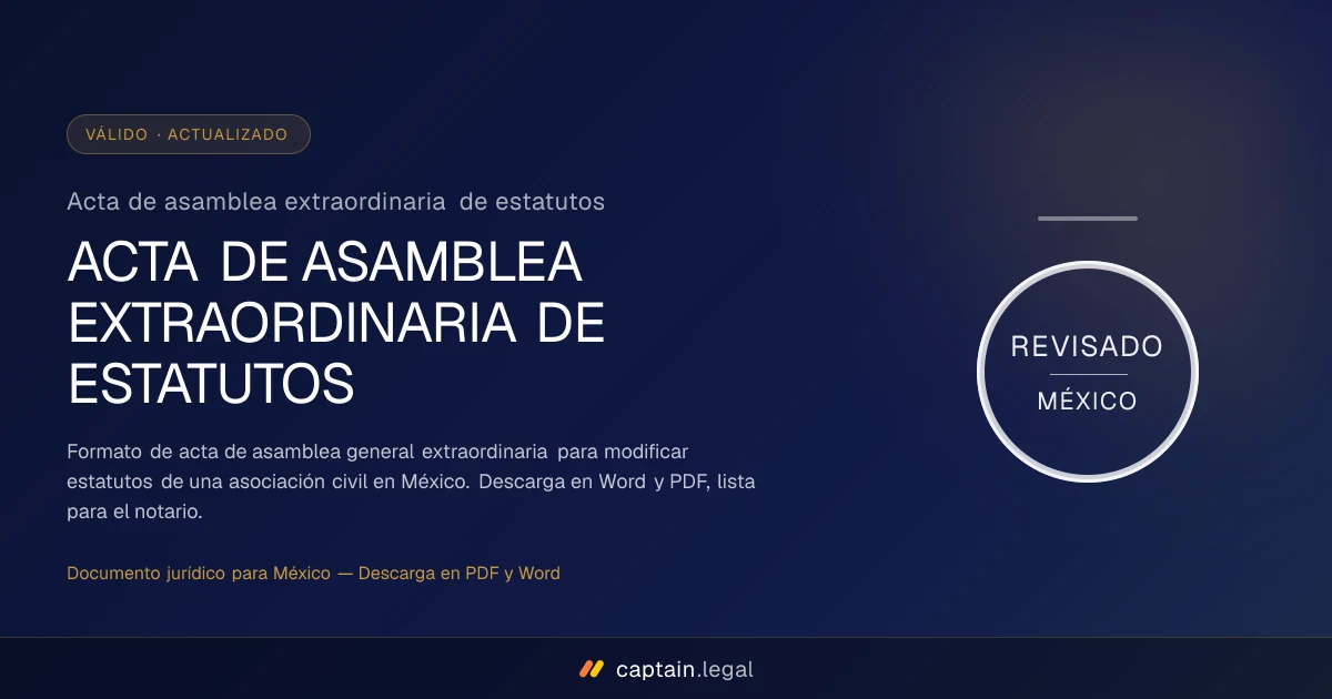 Acta de asamblea extraordinaria de estatutos