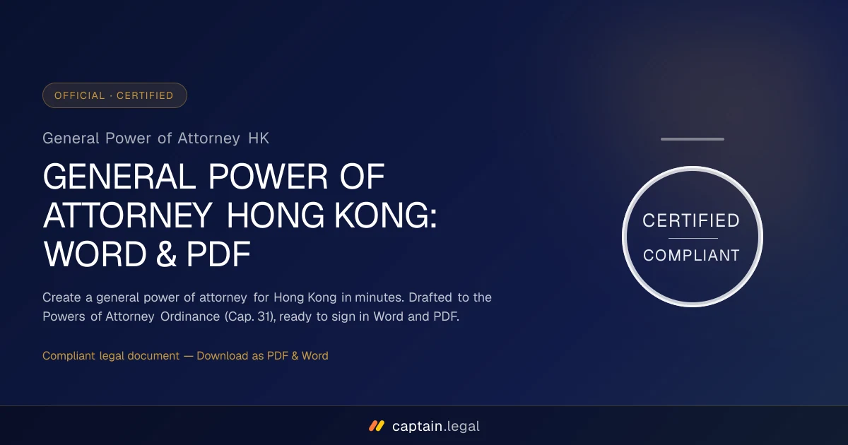 General Power of Attorney HK