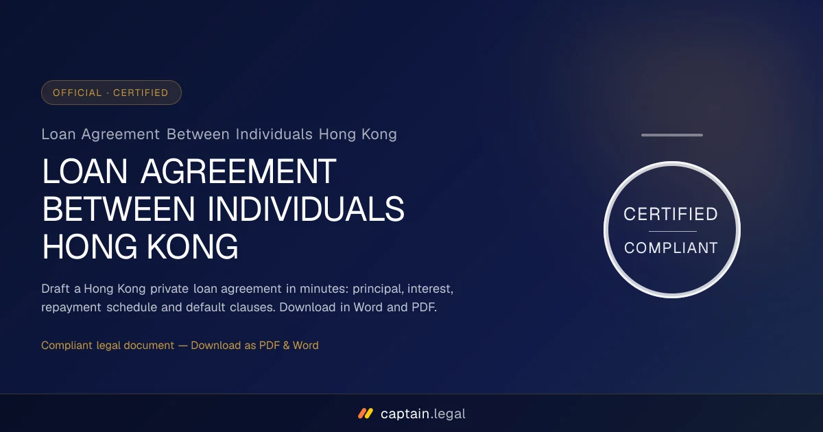 Loan Agreement Between Individuals Hong Kong