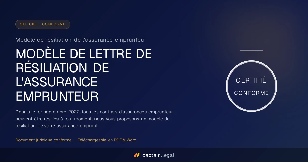 Modèle de résiliation de l'assurance emprunteur