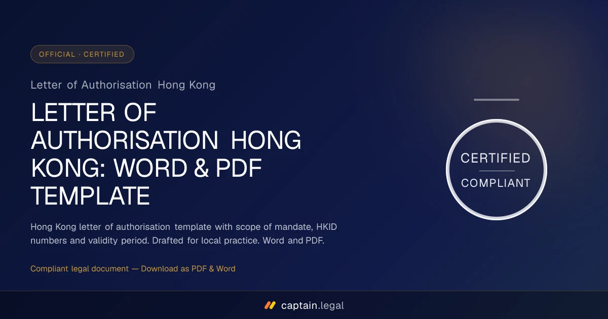 Letter of Authorisation Hong Kong