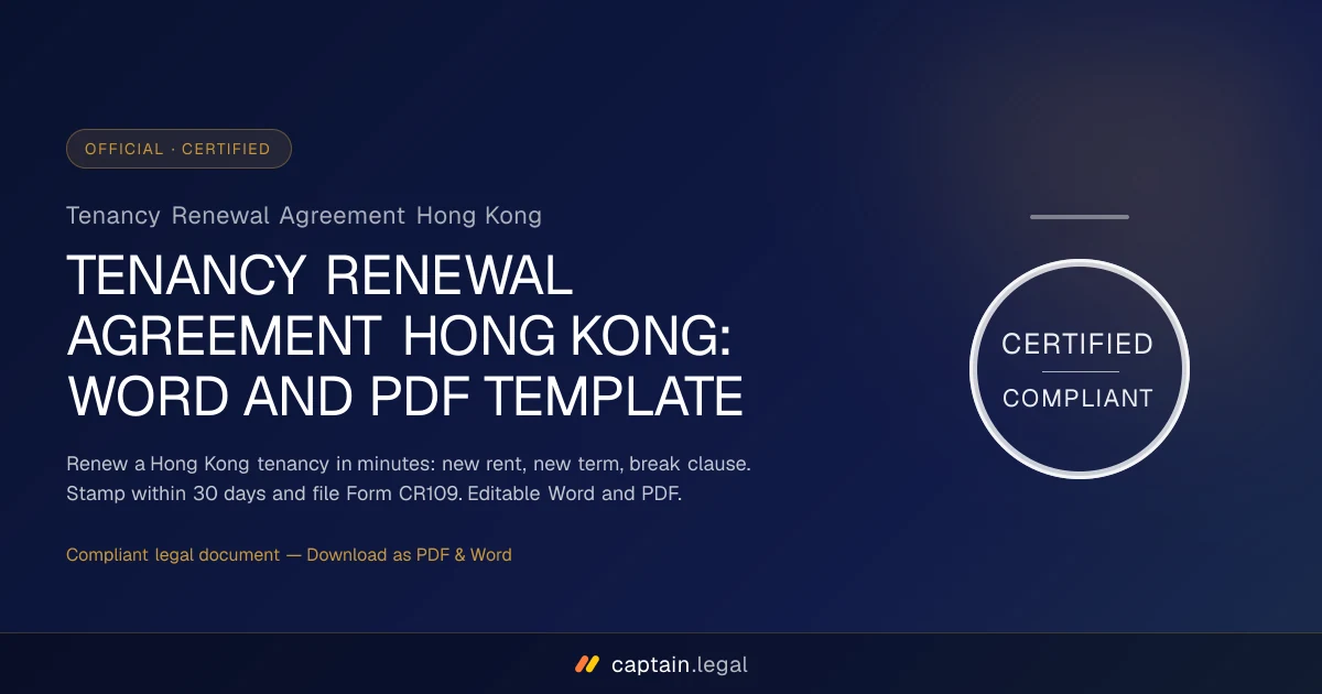 Tenancy Renewal Agreement Hong Kong