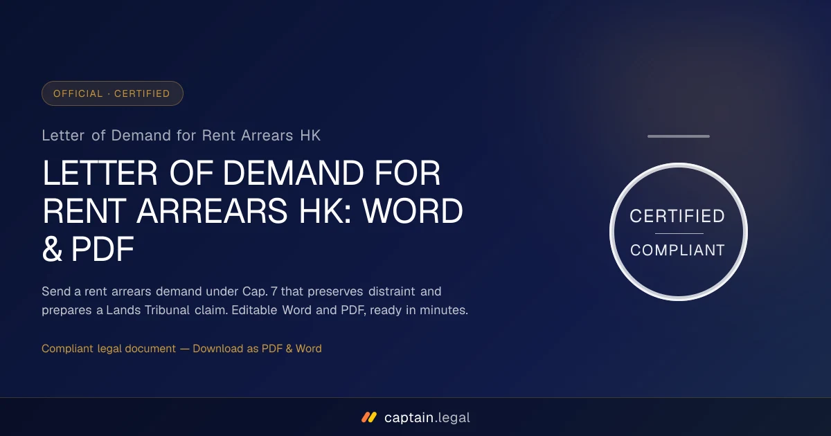Letter of Demand for Rent Arrears HK