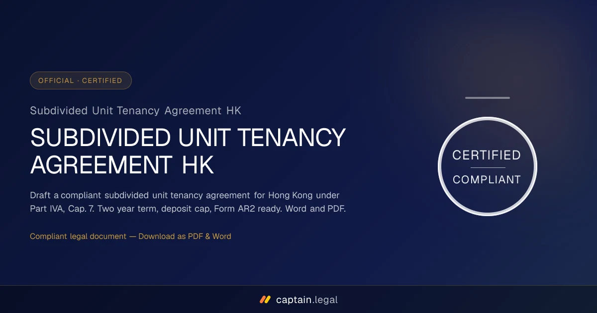 Subdivided Unit Tenancy Agreement HK