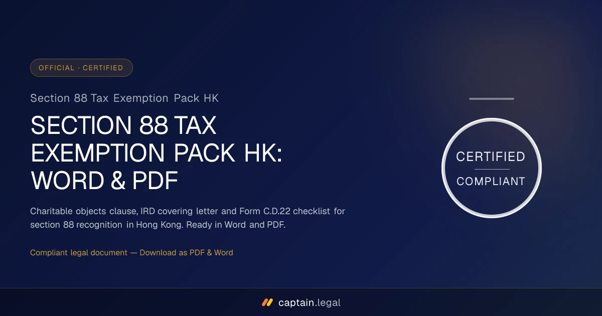 Section 88 Tax Exemption Pack HK