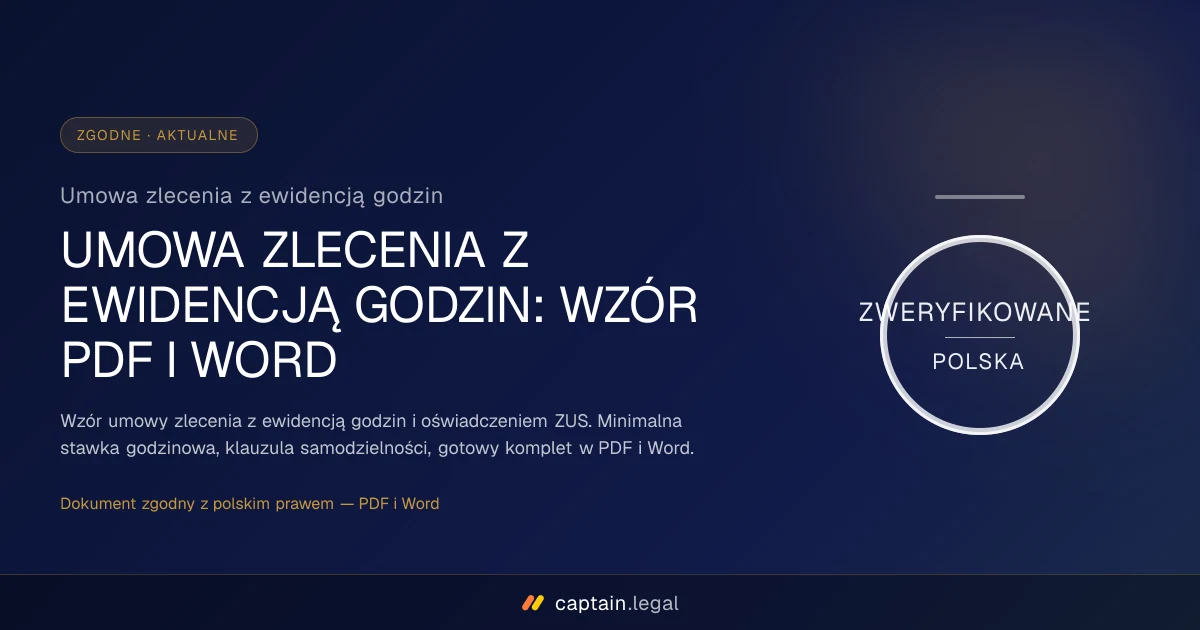 Umowa zlecenia z ewidencją godzin